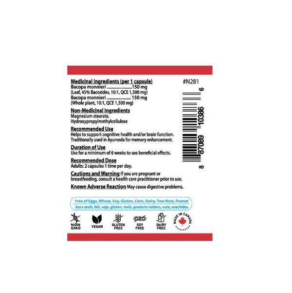 Bacopa 300mg 60 Veggie Capsules