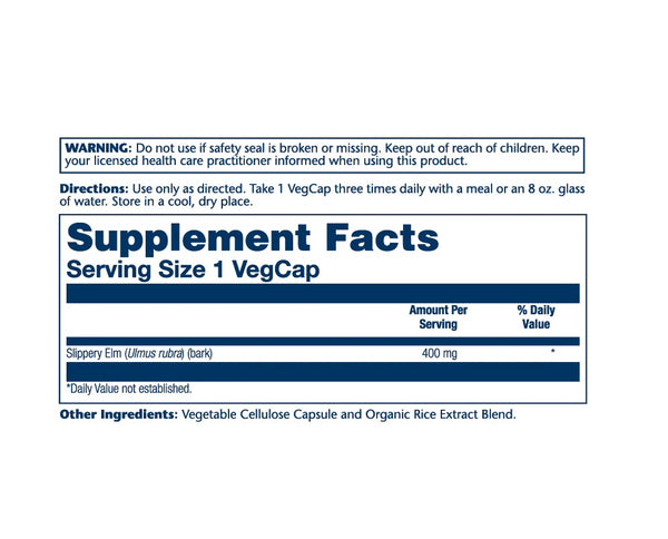 Slippery Elm 400mg 100 Veggie Capsules