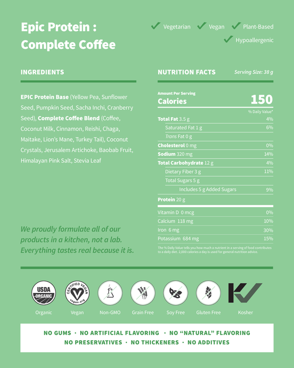 Organic Epic Protein Complete Coffee 456g