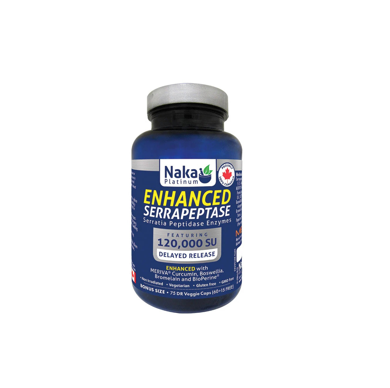 Enhanced Serrapeptase 120,000 SU 75 Delayed Release Veggie Capsules