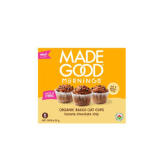 Mornings Organic Baked Oat Cups Banana Chocolate Chip 5 Cups 175g