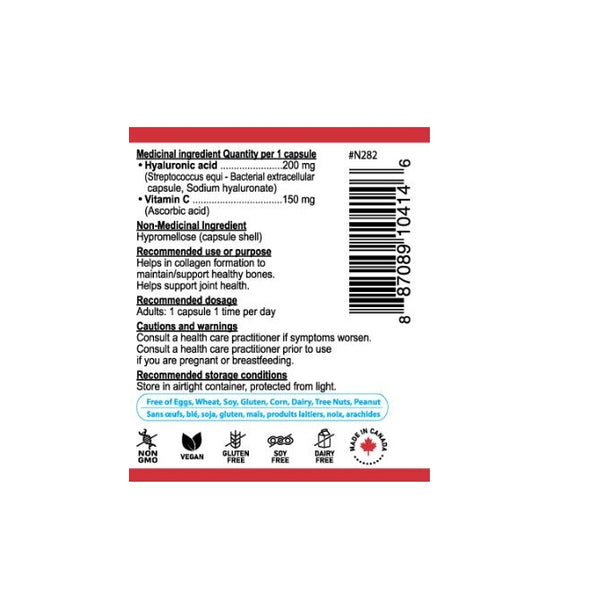 Hyaluronic Acid 200mg with Vitamin C 150mg 60 Veggie Capsules