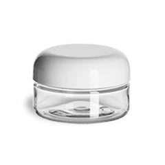 Clear PET Heavy Wall Plastic Jar with White Dome Lid 2oz