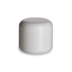 Double Wall White Plastic Jar with Dome Lid 2oz