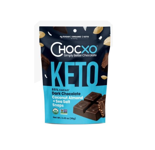 Keto Dark Chocolate Snap Coconut Almond Sea Salt 98g