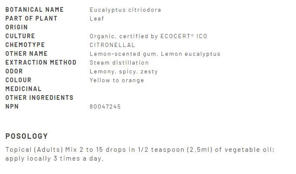 Eucalyptus Lemon Scent Oil Organic 15mL