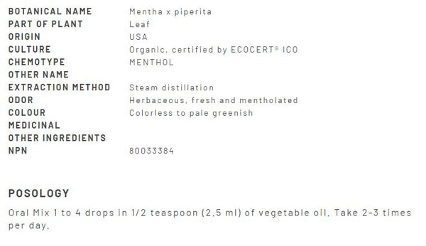 Peppermint Oil Organic 15mL