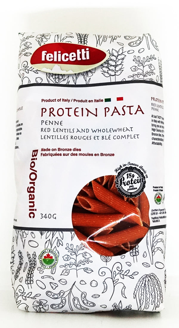 Organic Red Lentil Whole Wheat Penne 340g