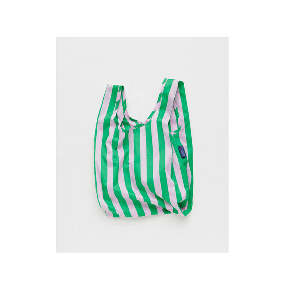 Reusable Bag Baby Pink Green Awning Stripe