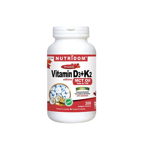 Vitamin D3 + K2 MCT Oil 300 Softgels