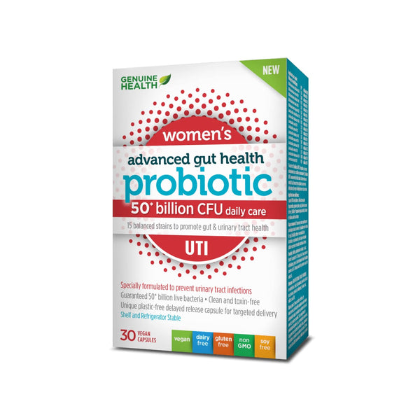 Womens Advanced Gut Health Probiotic UTI 50 Billion CFU Daily Care 30 Veggie Caps - ProbioticsShelves